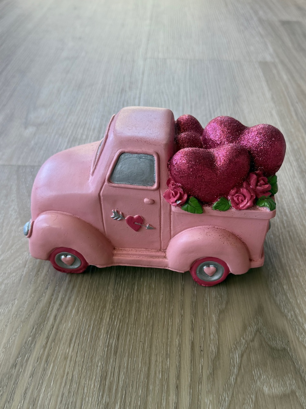 T.J.Maxx Pink Glitter Heart Truck Figurine